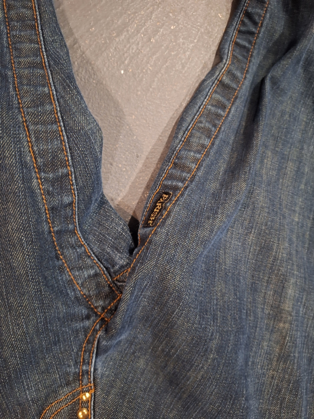 Parish Men's Straight-Leg Denim Jeans in Blue Flap Pocket Leather.Read.see Pocke - Picture 7 of 16
